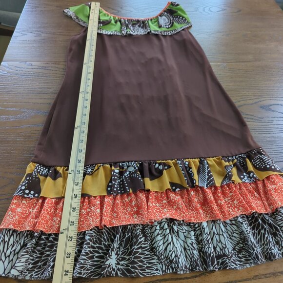 Uncle Frank Multicolor Ruffle Cap Sleeve ruffled tiered front bohemian dress M - Picture 15 of 16